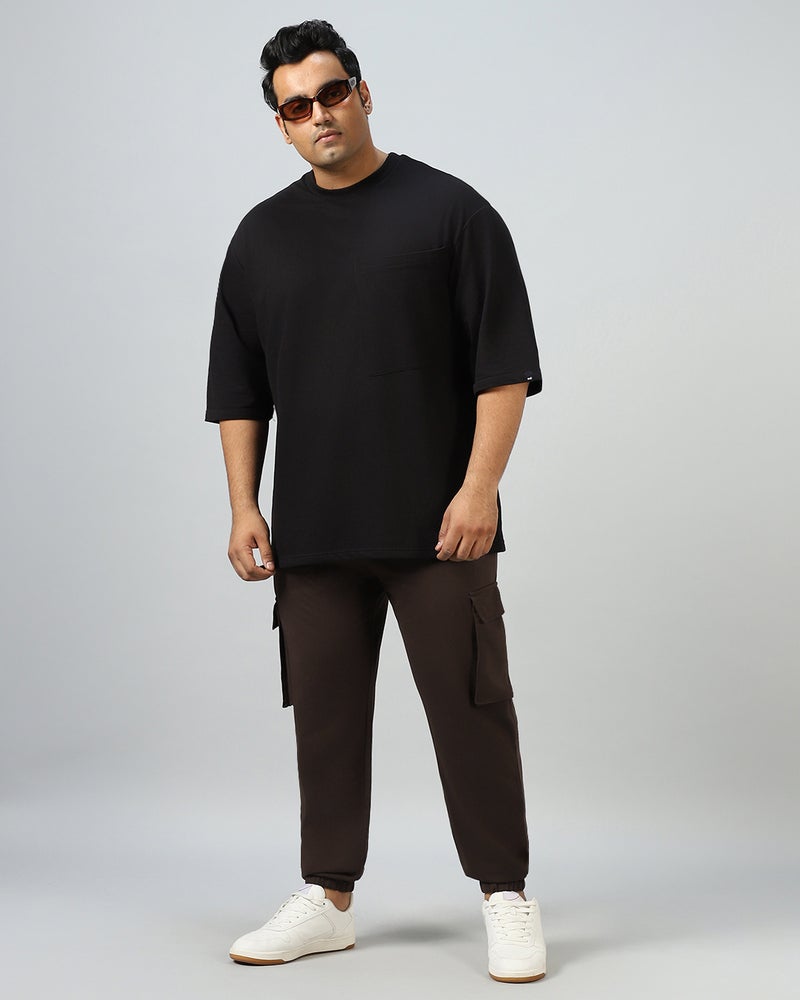 bewakoof Men's Brown Oversized Plus Size Cargo Warm Joggers - Image 4